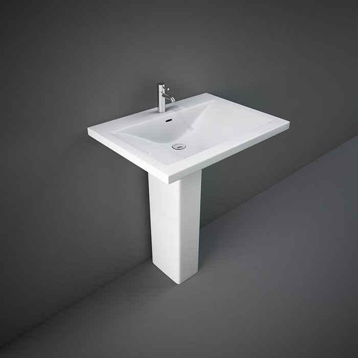 White basin with stand