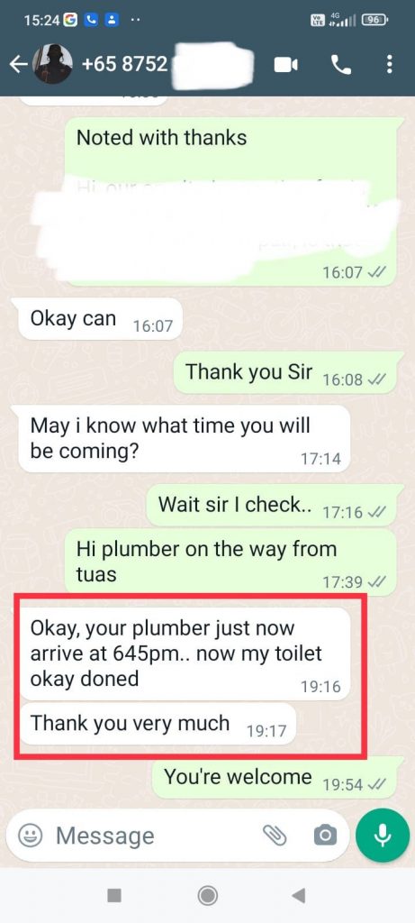 satisfied homeowner for hdbplumber plumbing service 5