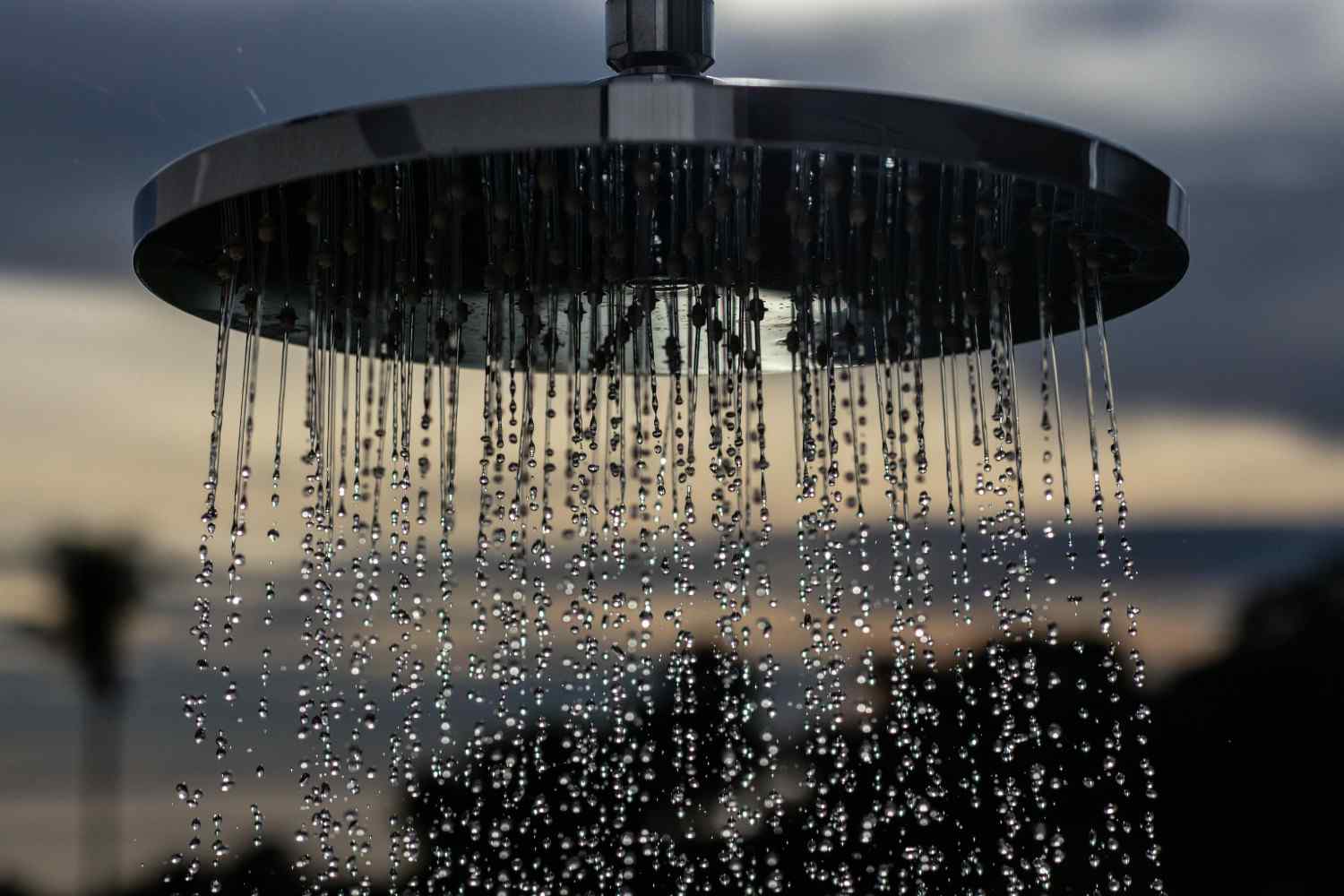 A shower head with running water