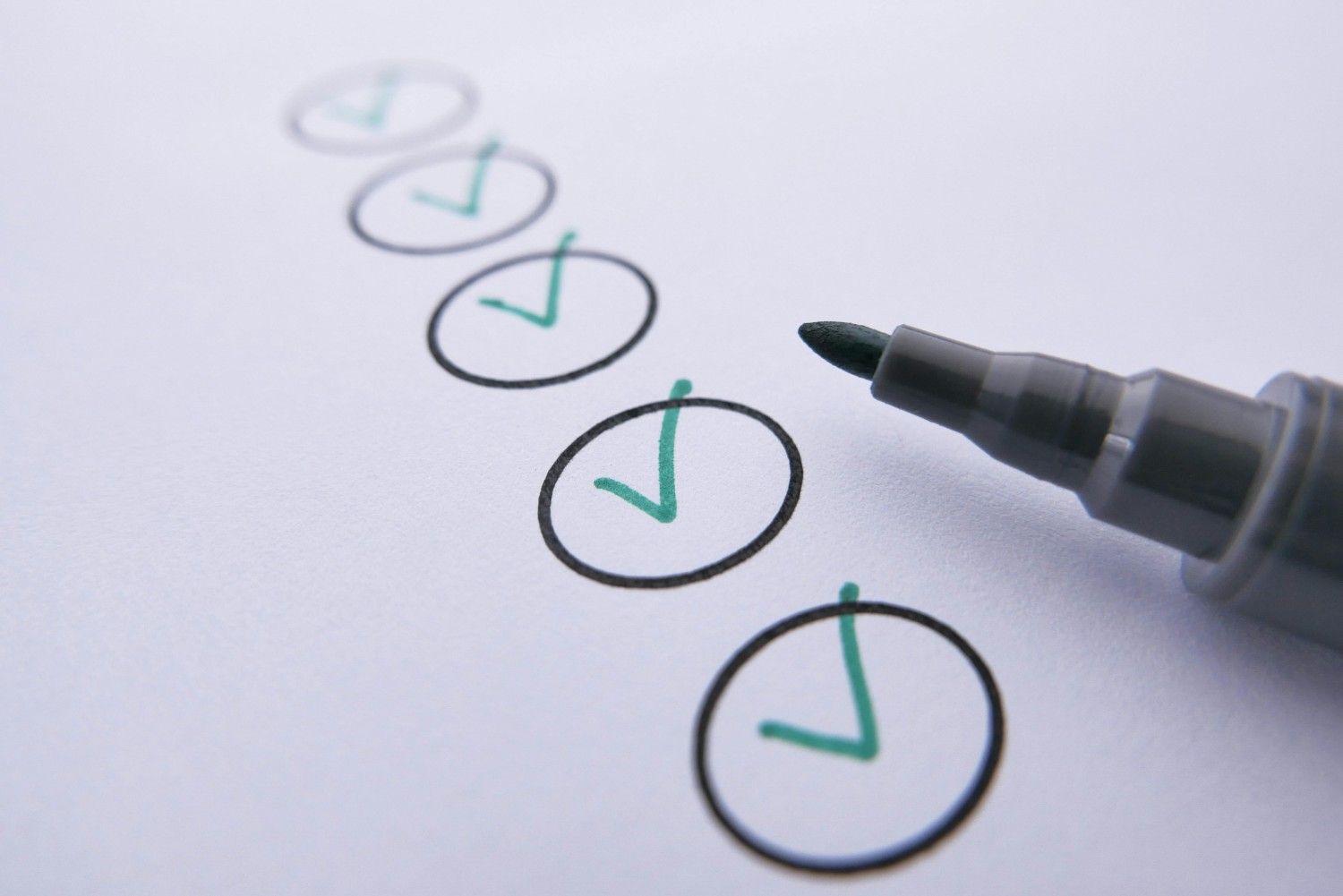checklist A checklist with green checkmarks on white paper